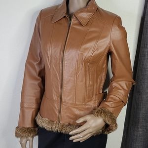 Leather jacket tan brown size 12
